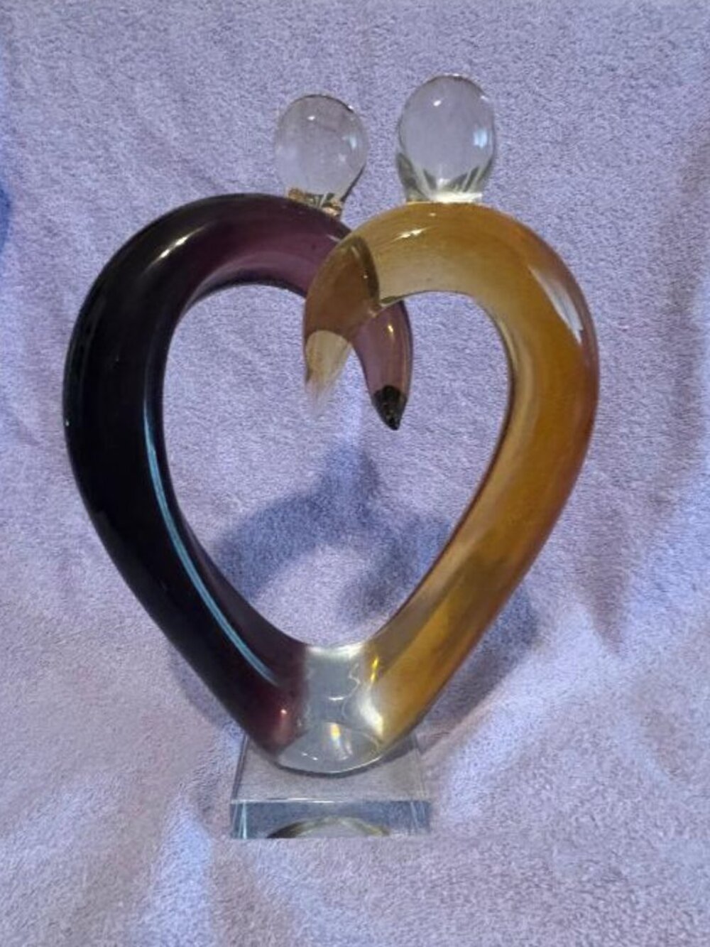 Dale Tiffany Art Glass Hearts Sculpture, Multicolor Favrile, 11" H x 7.75" W NIB
